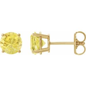 14K Yellow Gold 7 mm Lab-Grown Yellow Sapphire Earrings