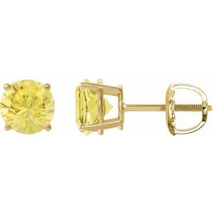 14K Yellow Gold 7 mm Lab-Grown Yellow Sapphire Earrings