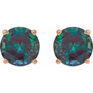 14K Rose Gold 6 mm Lab-Grown Alexandrite Earrings