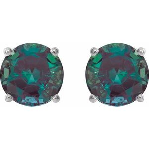 14K White Gold 6 mm Lab-Grown Alexandrite Earrings