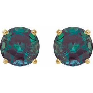 14K Yellow Gold 8 mm Lab-Grown Alexandrite Earrings
