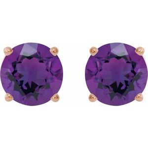 14K Rose Gold 6 mm Natural Amethyst Earrings