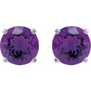 14K White Gold 6 mm Natural Amethyst Earrings