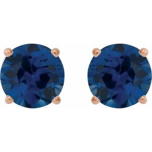 14K Rose Gold 8 mm Lab-Grown Blue Sapphire Earrings