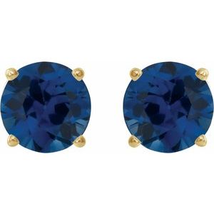 14K Yellow Gold 5 mm Natural Blue Sapphire Earrings