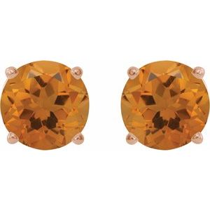 14K Rose Gold 7 mm Natural Citrine Earrings