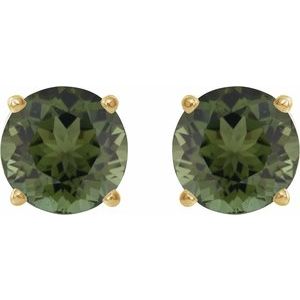 14K Yellow Gold 6 mm Natural Green Tourmaline Earrings