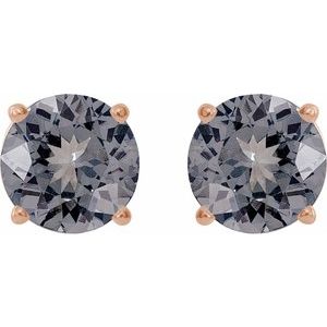 14K Rose Gold 6 mm Natural Gray Spinel Earrings