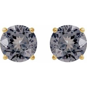14K Yellow Gold 6 mm Natural Gray Spinel Earrings