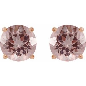 14K Rose Gold 6 mm Natural Pink Morganite Earrings