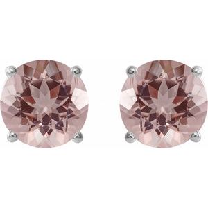 14K White Gold 6 mm Natural Pink Morganite Earrings