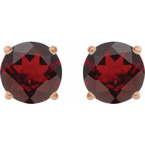 14K Rose Gold 7 mm Natural Mozambique Garnet Earrings