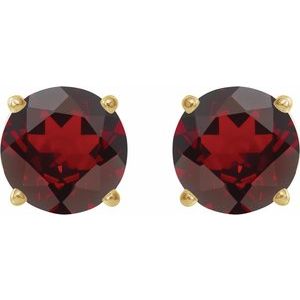 14K Yellow Gold 8 mm Natural Mozambique Garnet Earrings