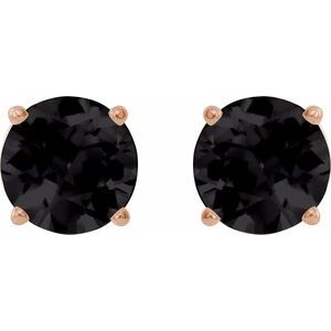 14K Rose Gold 6 mm Natural Black Onyx Earrings