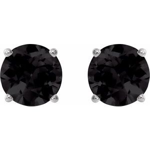 Sterling Silver 7 mm Natural Black Onyx Earrings