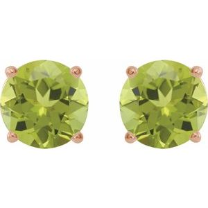 14K Rose Gold 8 mm Natural Peridot Earrings