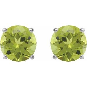 Platinum 7 mm Natural Peridot Earrings