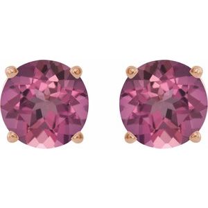14K Rose Gold 6 mm Natural Pink Tourmaline Earrings