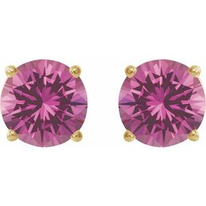 14K Yellow Gold 8 mm Lab-Grown Pink Sapphire Earrings