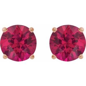 14K Rose Gold 7 mm Lab-Grown Ruby Earrings