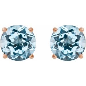 14K Rose Gold 7 mm Natural Sky Blue Topaz Earrings