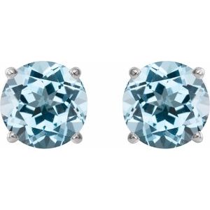 Platinum 7 mm Natural Sky Blue Topaz Earrings