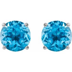 Platinum 7 mm Natural Swiss Blue Topaz Earrings