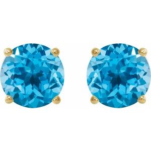 14K Yellow Gold 5 mm Natural Swiss Blue Topaz Earrings