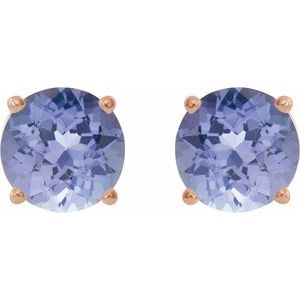 14K Rose Gold 7 mm Natural Tanzanite Earrings