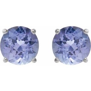 Platinum 7 mm Natural Tanzanite Earrings