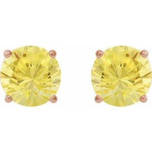 14K Rose Gold 8 mm Lab-Grown Yellow Sapphire Earrings