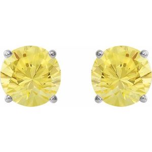Platinum 7 mm Lab-Grown Yellow Sapphire Earrings