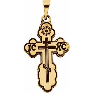 14K Yellow Gold 26x17 mm Orthodox Cross Pendant