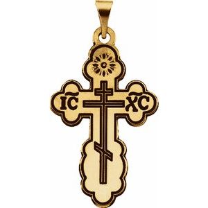 14K Yellow Gold 19x13 mm Orthodox Cross Pendant