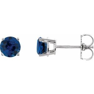 14K White Gold 5 mm Lab-Grown Blue Sapphire Earrings