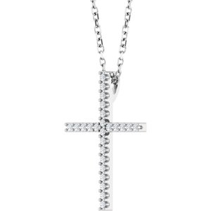 Platinum 1/10 CTW Natural Diamond Cross 16" Necklace