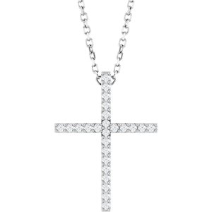 Platinum 1/10 CTW Natural Diamond Cross 16" Necklace