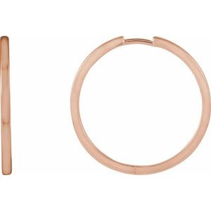 14K Rose Gold Hinged 25 mm Hoop Earring