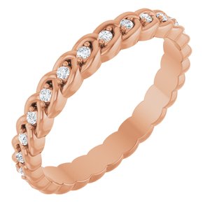 14K Rose Gold 1/5 CTW Lab-Grown Diamond Rope Eternity Band Size 7