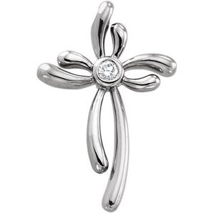 14K Yellow/White Gold 1/10 CTW Natural Diamond Cross Pendant