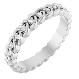 14K White Gold 1/10 CTW Natural Diamond Rope Eternity Band Size 4.5