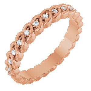 14K Rose Gold 1/10 CTW Lab-Grown Diamond Rope Eternity Band Size 4.5
