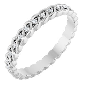 Platinum 1/10 CTW Natural Diamond Rope Eternity Band Size 8.5