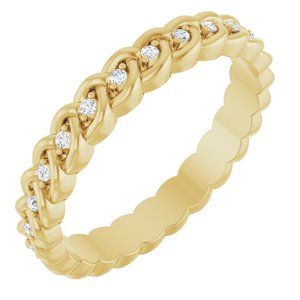 14K Yellow Gold 1/10 CTW Natural Diamond Rope Eternity Band Size 5.5