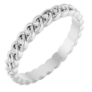 Platinum 1/10 CTW Natural Diamond Rope Eternity Band Size 8