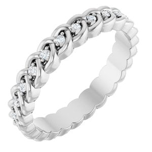14K White Gold 1/10 CTW Lab-Grown Diamond Rope Eternity Band Size 4