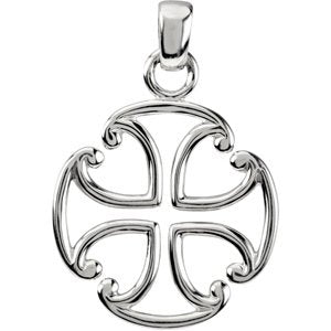 14K Yellow Gold 39x27 mm Maltese Cross