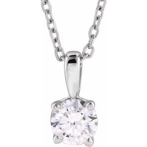 14K White Gold 1 CT Natural Diamond 18" Necklace