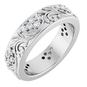 14K White Gold 1/2 CTW Lab-Grown Diamond Floral Band