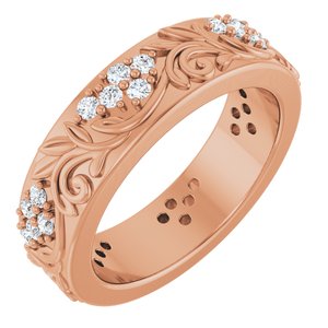 14K Rose Gold 1/2 CTW Natural Diamond Floral Band